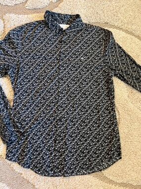 Calvin Klein Black Shirt with White and baby blue Floral Print